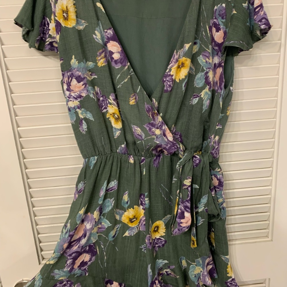 Green floral romper